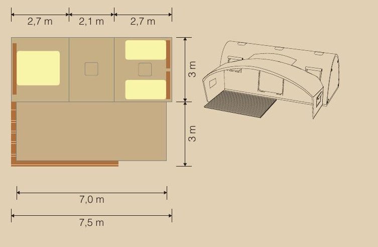 Floor plan and dimensions DOME 500